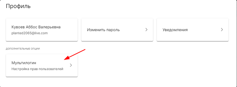 Настройки мультилогина в лк на ПД